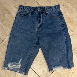 Denim Distressed Women's Bermuda Shorts